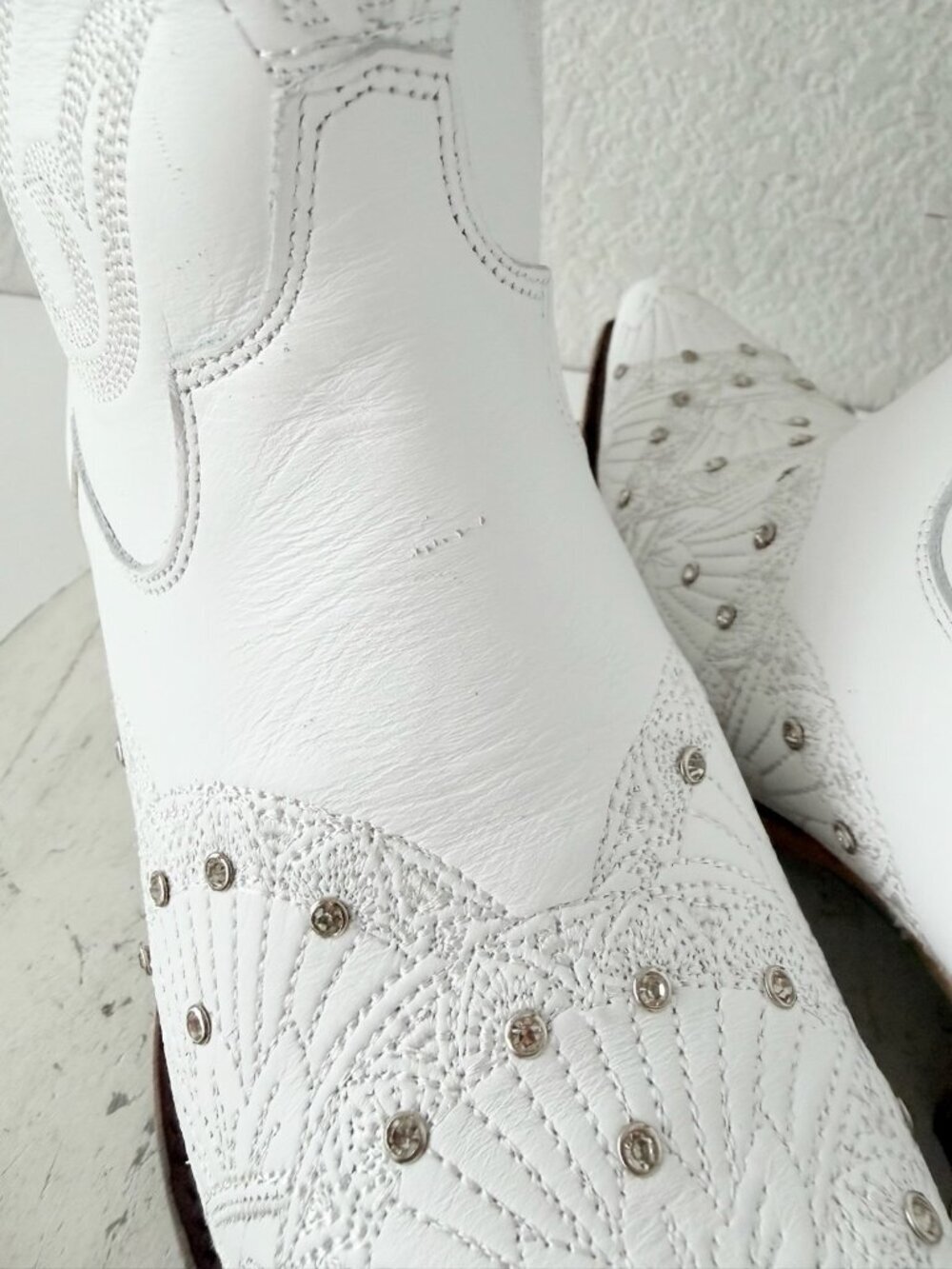 Lane Boots Calypso White Snip Toe Tall Cowboy Boots Western Cowgirl Size 8.5 - Picture 2 of 12